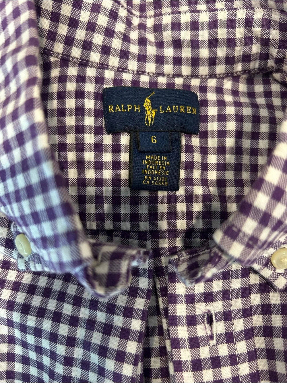 2- Polo Ralph Lauren Boys Button Down Shirt Bundle Size 5 & 6 EUC Gingham Plaid